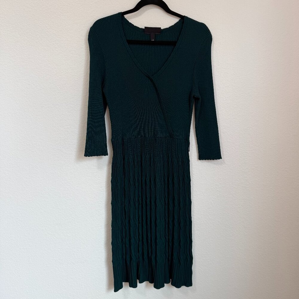 Lane Bryant Teal V-Neck Suplice 3/4 Sleeve Knit Sweater Dress Plus size 14/16